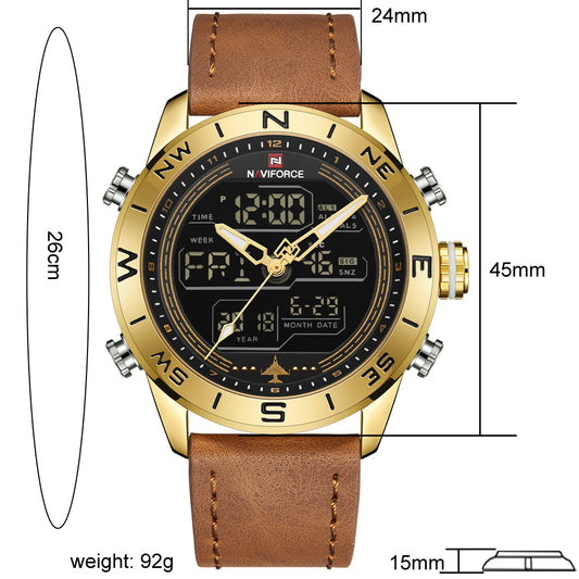 NAVIFORCE Lingxiang 9144 Dual Time Watch Blue Alloy Case Men.