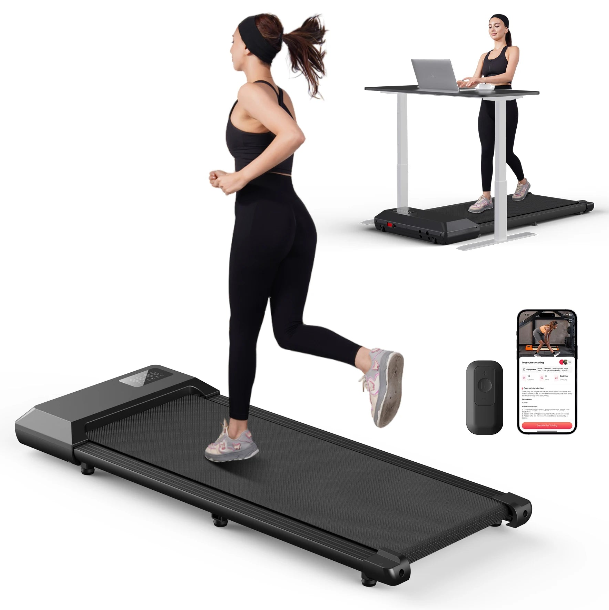 2-in-1 walking pad treadmill gold and White color folding under desk 2.5HP 300 lbs.