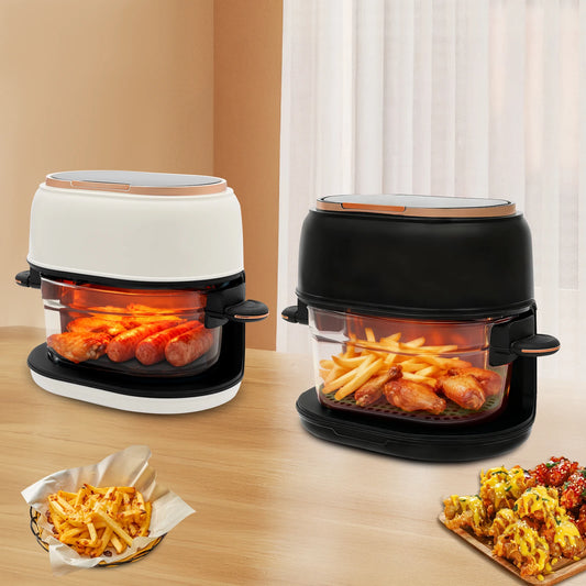 4L 1350W touchscreen air fryer white color front view.