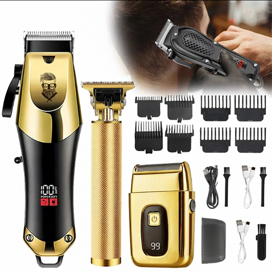BibangS professional cordless hair clipper and shaver grooming kit – Gold & Black.