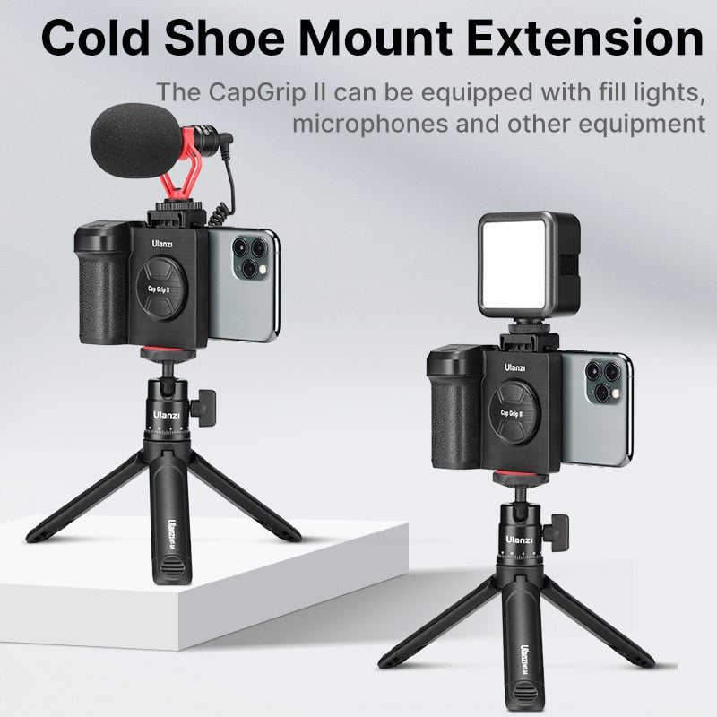ULANZI CapGrip Wireless Bluetooth Phone Clamp With Remote Controller Handle Grip Selfie Clamp For iPhone 13 12 12Pro Max Samsung