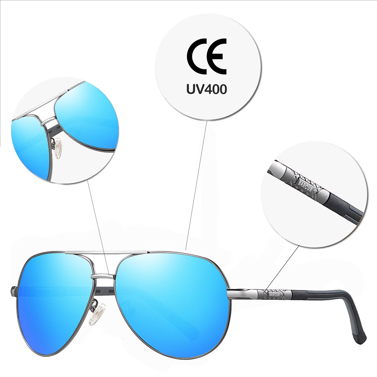 BARCUR Fashion Glasses Hot Style Men sunglasses Polarized UV400 Protection Driving Sun Glass Male Oculos De Sol
