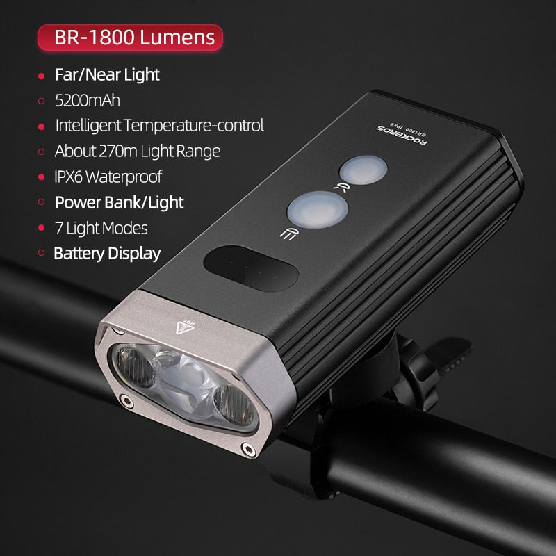 ROCKBROS 2021 Smart Bike Lights Bicycle IPX6 Waterproof Bicycle Light Front USB Rechargeable LED Cycling Light Bike Accessory
