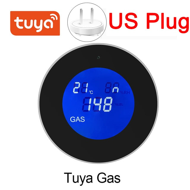 Tuya Wifi Smart Natural Gas Alarm Sensor With temperature function Combustible Gas Leak Detector LCD Display Smart Life App