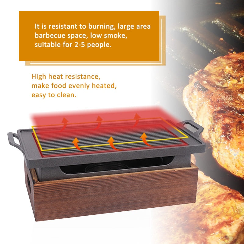 TEENRA Portable BBQ Grill Korean Japanese Barbecue Grill Charcoal BBQ Oven Household Non-stick Cooking Tools