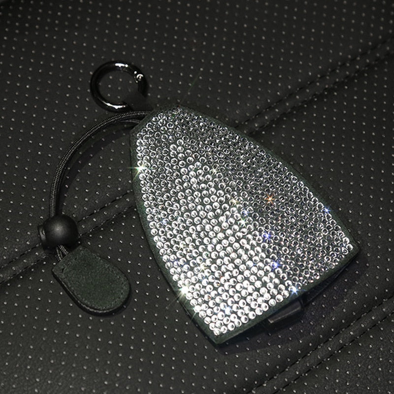 Key Case for Women Rhinestone Car Accessories Bling Girls Diamond Keychian Fob Cover Holder Keyring for Mini VW Bmw Benz Etc