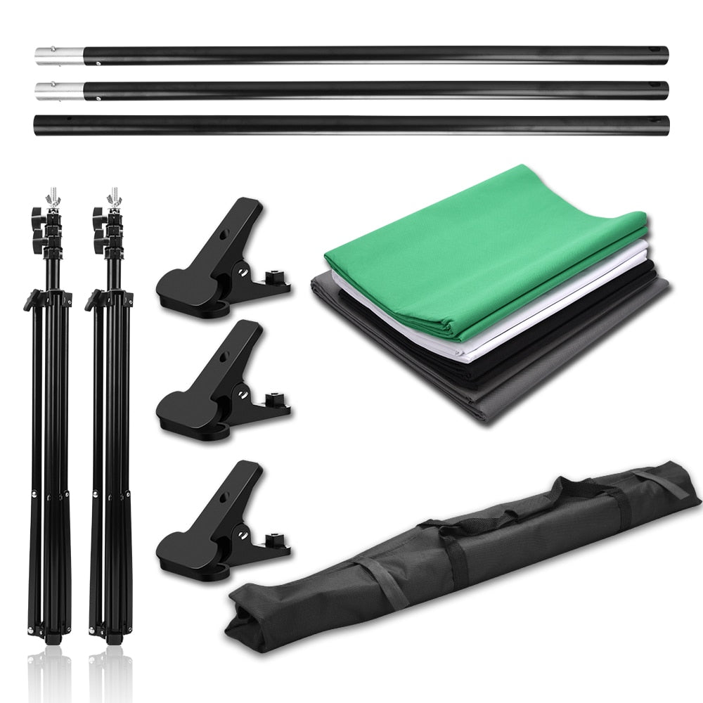 Photo Studio Portable Backdrop Stand Kit 2x2m Background Support System White Black Green Screen Chroma key Photography Backdrop