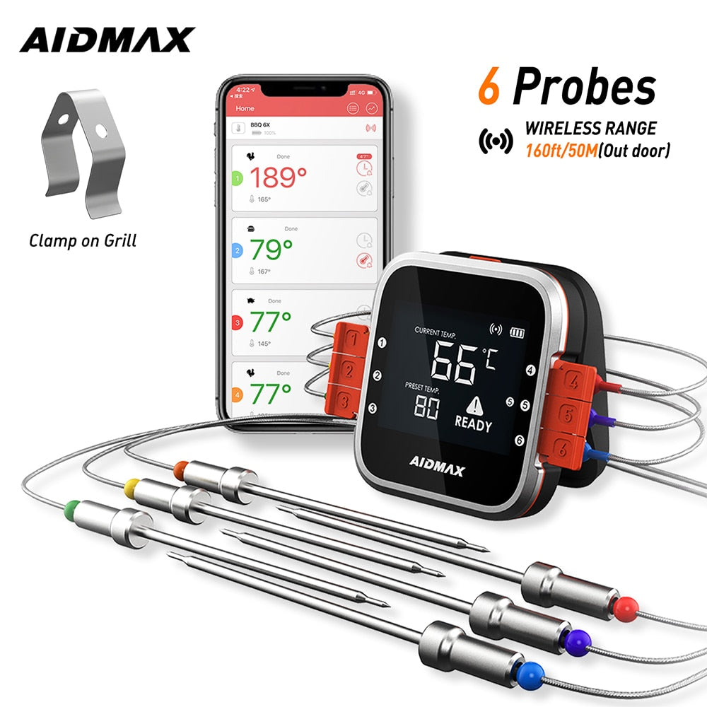 AidMax WR01 Digital Wireless BBQ Meat Thermometer Grill Oven Thermomet With Stainless Steel Probe Cooking Kitchen Thermometer