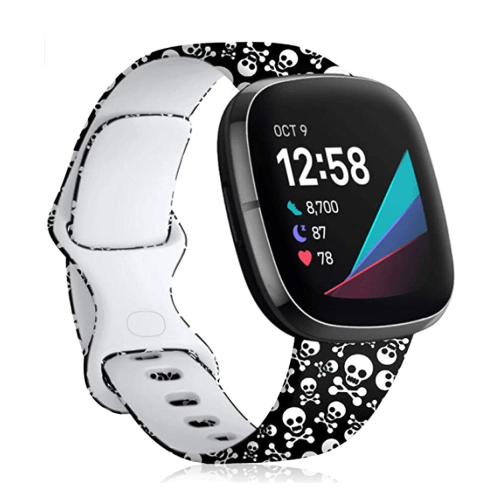 Silicone Pattern Printed Watchband for Fitbit Versa 3 Versa 4 Women Men Floral Bracelet Band for fitbit Sense / sense 2 strap