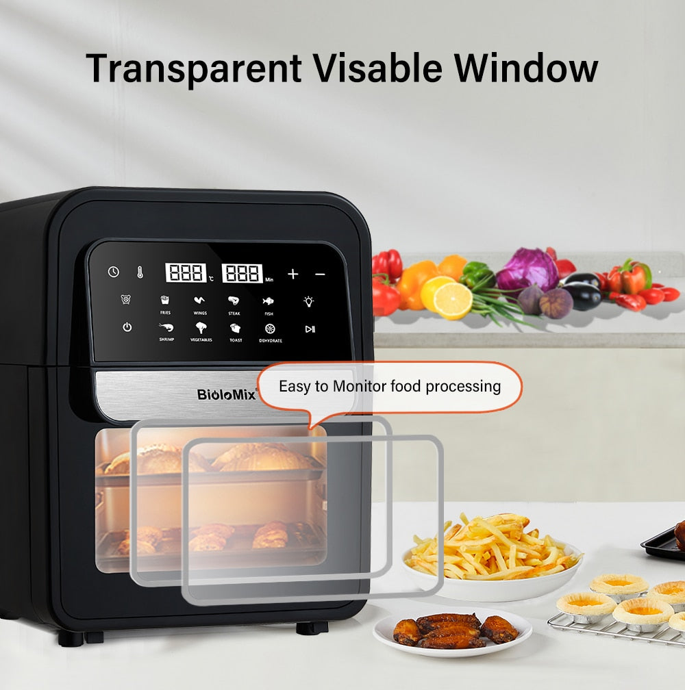 BioloMix Multifunctional 7L Air Fryer without oil electric oven, Dehydrator, Convection Oven, Touch Screen Presets Fry, Roast
