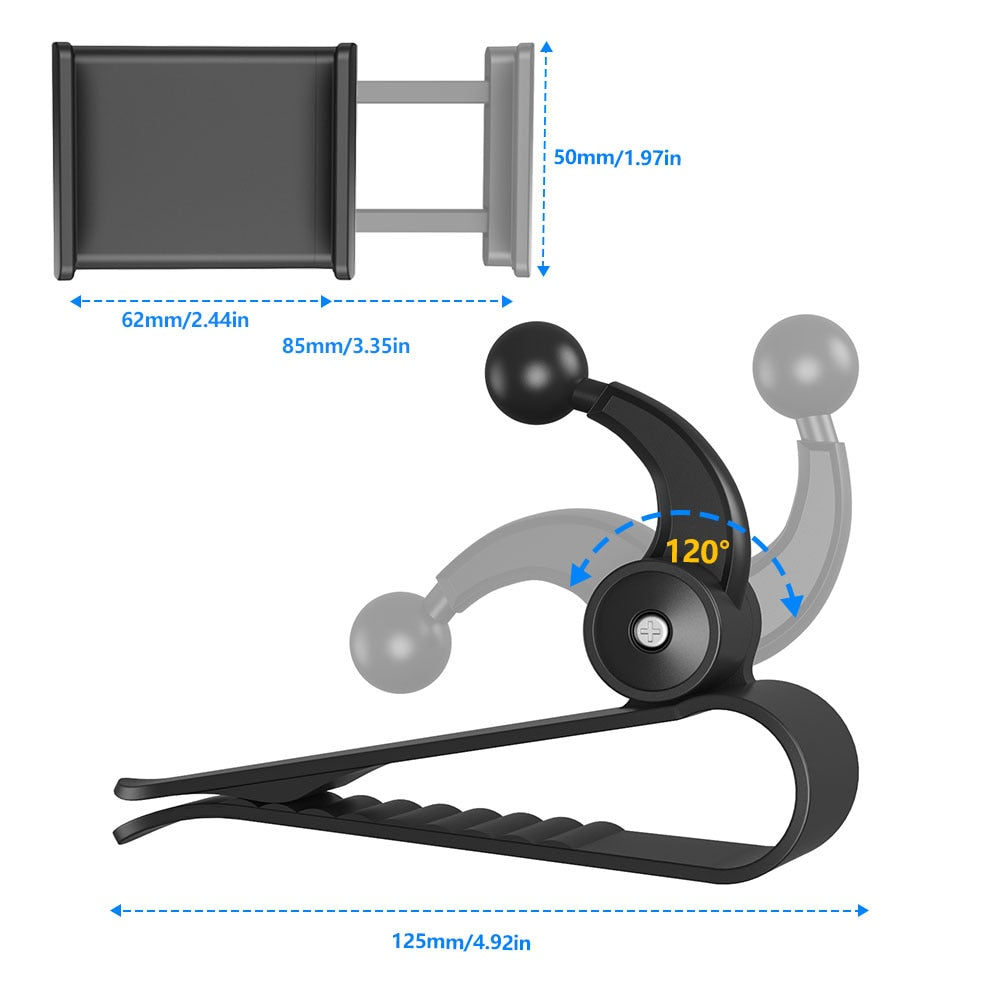 2023 New 360 Car Clip Sun Visor Cell Phone Holder Mount Stand Soporte Movil for Iphone 13 GPS Rearview Mirror Holder Car Mobile