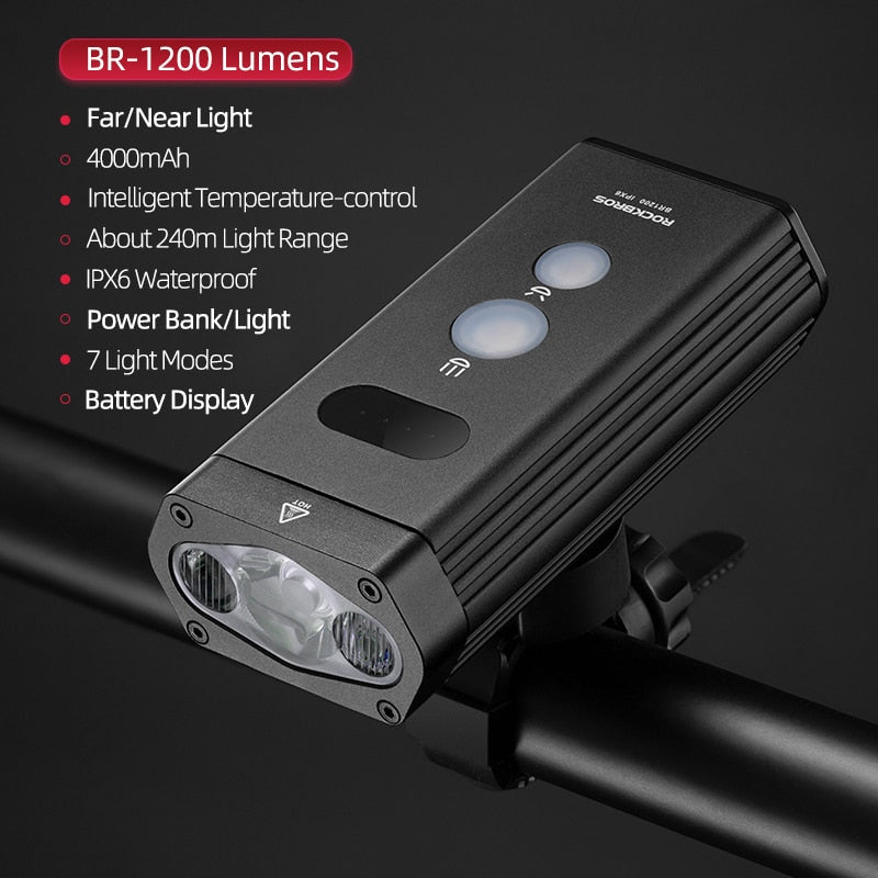 ROCKBROS 2021 Smart Bike Lights Bicycle IPX6 Waterproof Bicycle Light Front USB Rechargeable LED Cycling Light Bike Accessory