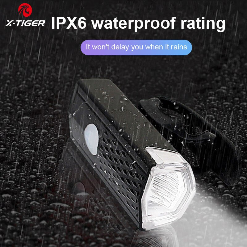 X-TIGER Bike Light USB Rechargeable 300 Lumens Bicycle Light LED Front Headlight Rear Taillight Cycling Flashlight Warning Light