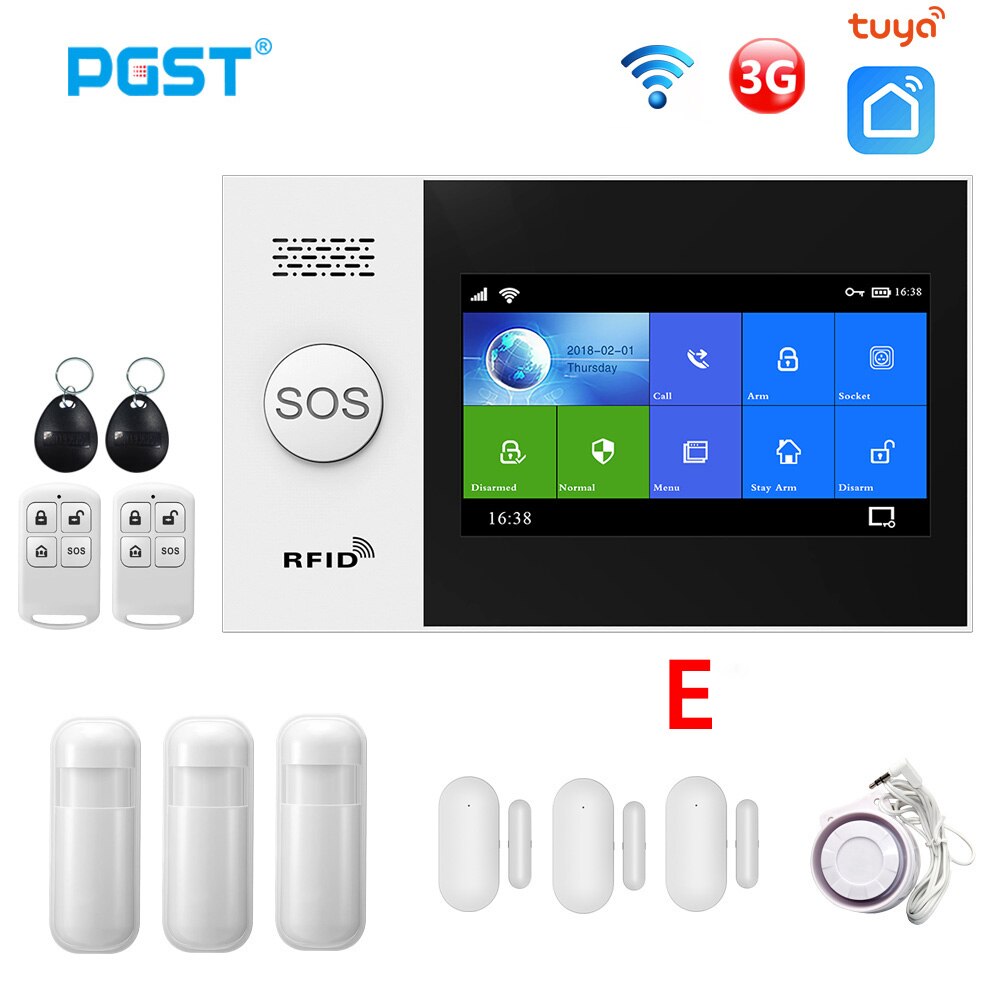 PGST PG107 WiFi 3G 4G GSM Alarm System Home Security with IP Camers PIR Motion Sensor Support Smart Life APP Control