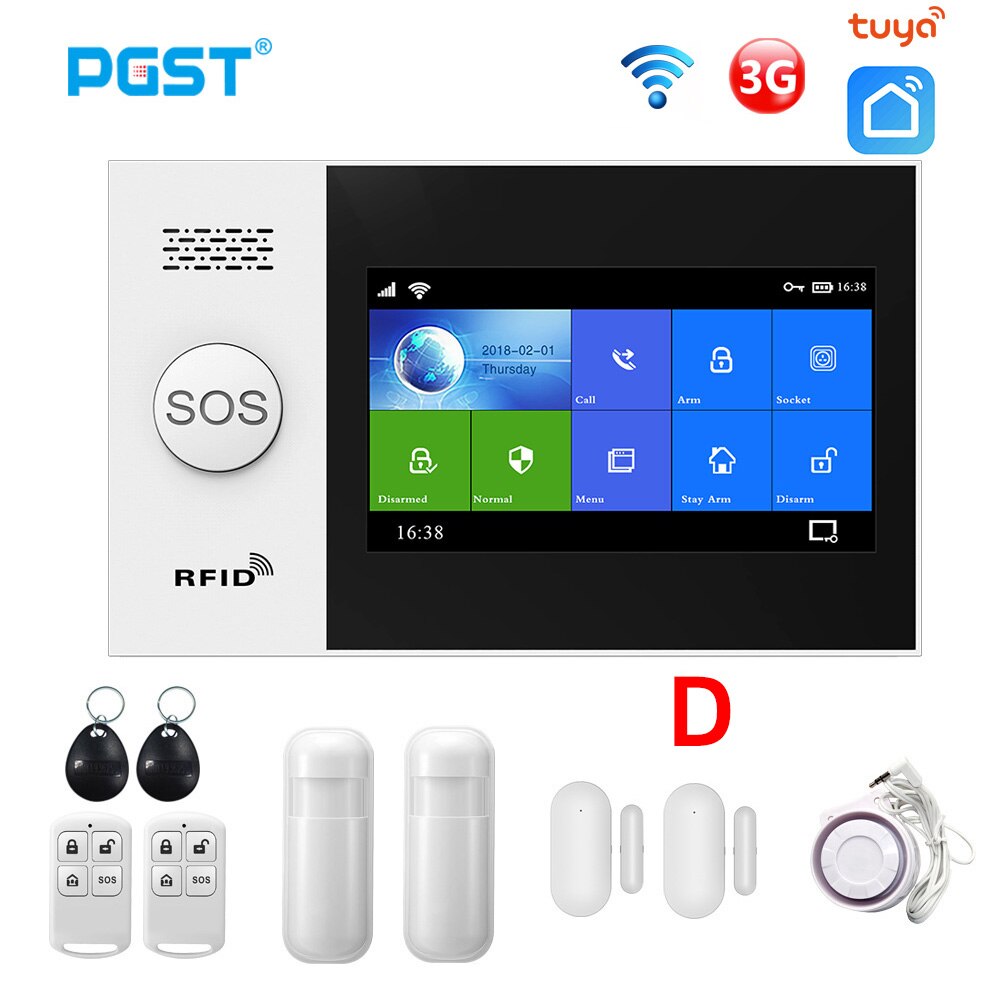 PGST PG107 WiFi 3G 4G GSM Alarm System Home Security with IP Camers PIR Motion Sensor Support Smart Life APP Control
