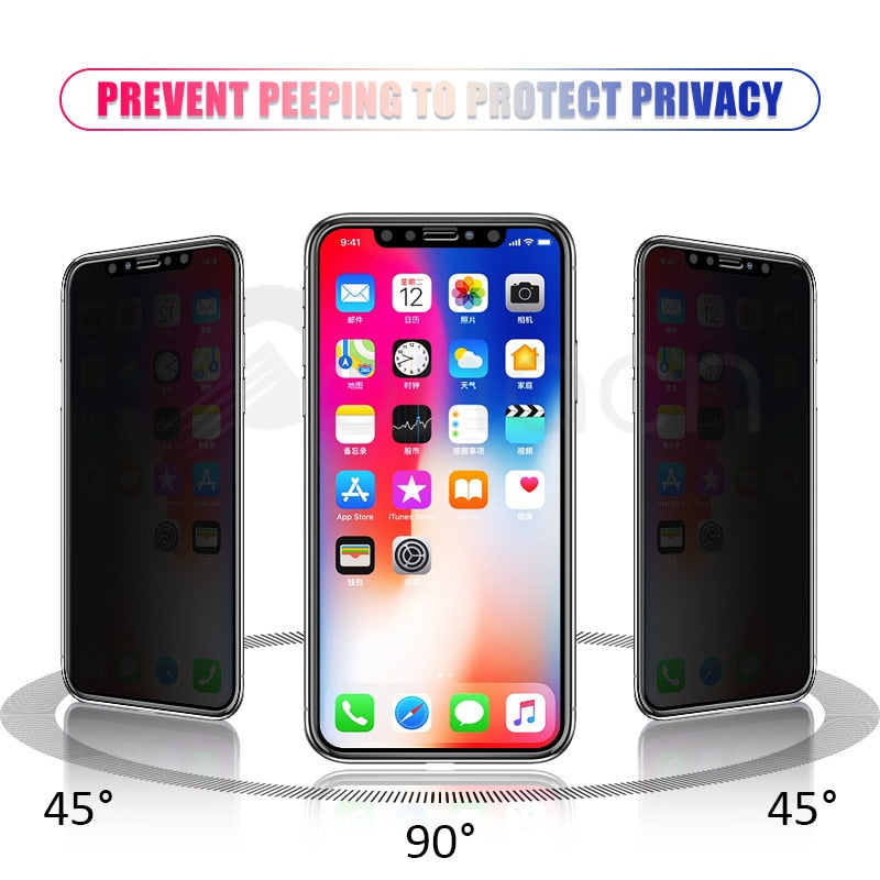 Anti Spy Tempered Glass For iPhone X XR XS 12 11 Pro Max Privacy Screen Protector iPhone 8 7 6 6S Plus 5 5S SE Protection Glass