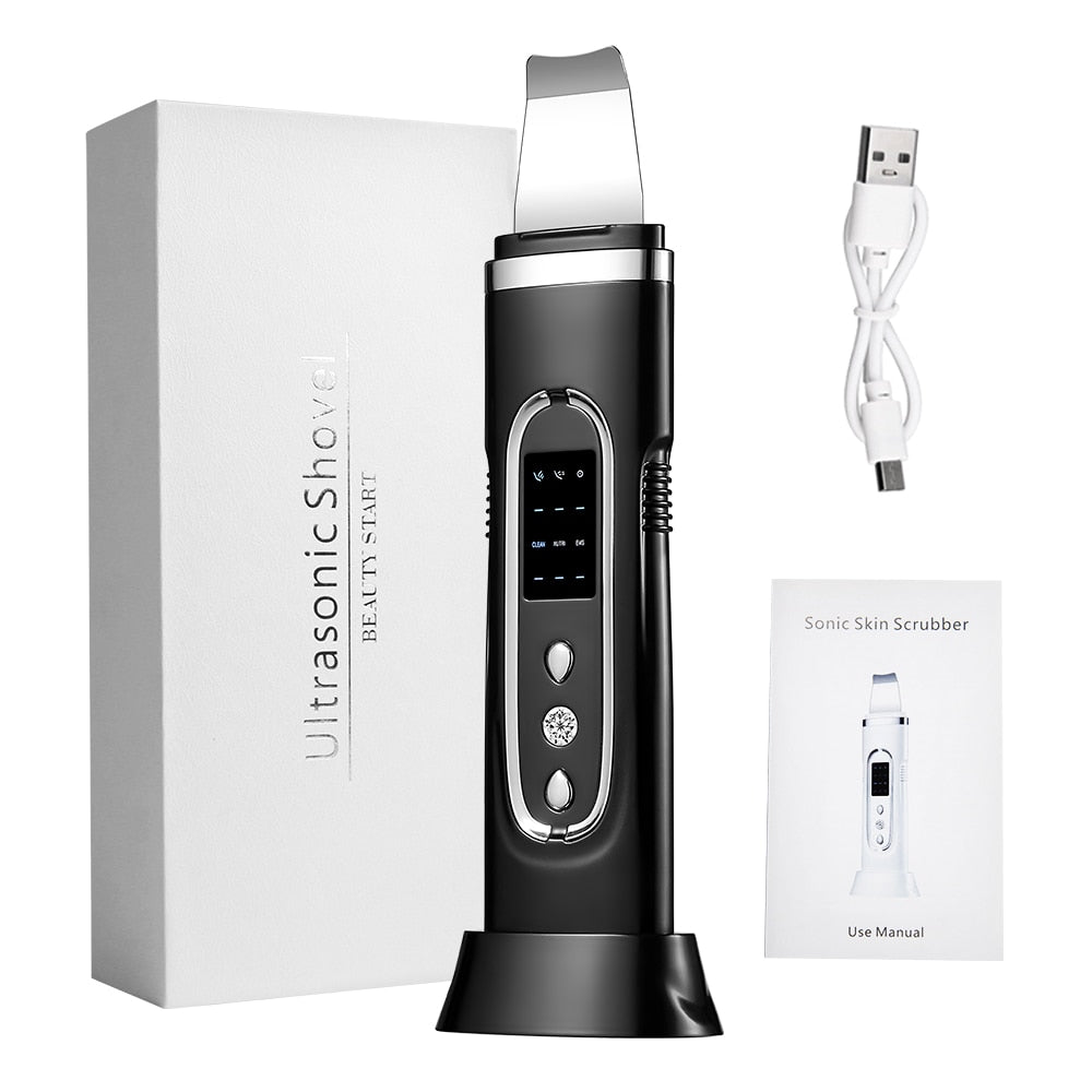 Ultrasonic Skin Scrubber Electric Facial Cleansing Pore Deep Cleaner Acne Blackhead Remover Peeling Shovel Device Beauty Machine