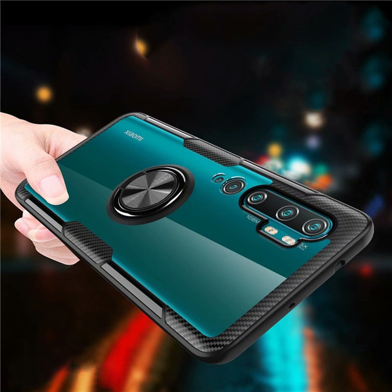 For Xiaomi Mi Note 10 Mi10 Pro Case Car Magnetic stand Holder Case for Xiaomi CC9 Pro Transparent Clear Glass Back Cover