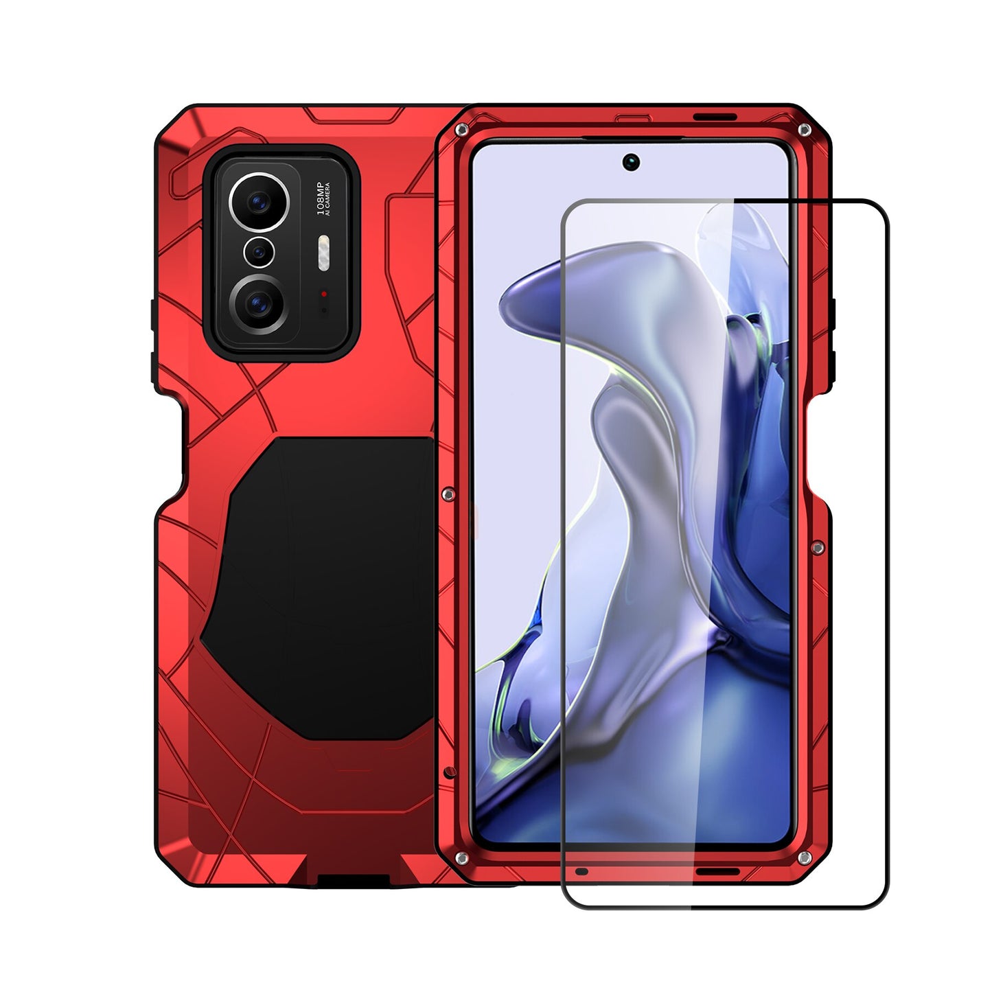 Case For Xiaomi 11T with Tempered Glass Metal Heavy Duty Protection Cover Shockproof Dropproof Dustproof Mi 11T Pro Phone Case