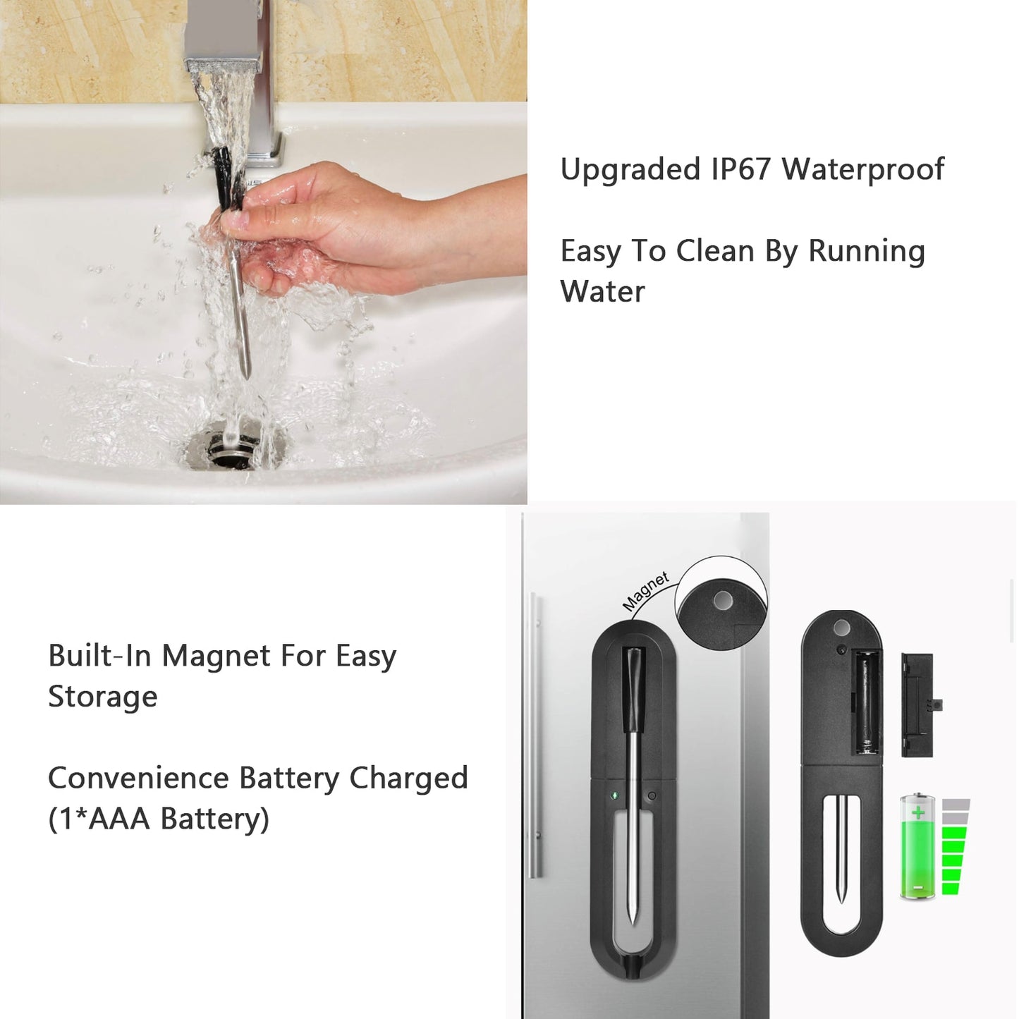 Meat Thermometer Wireless for Oven Grill BBQ Smoker Rotisserie Bluetooth Connect Digital Kitchen Tools Barbecue Accessories