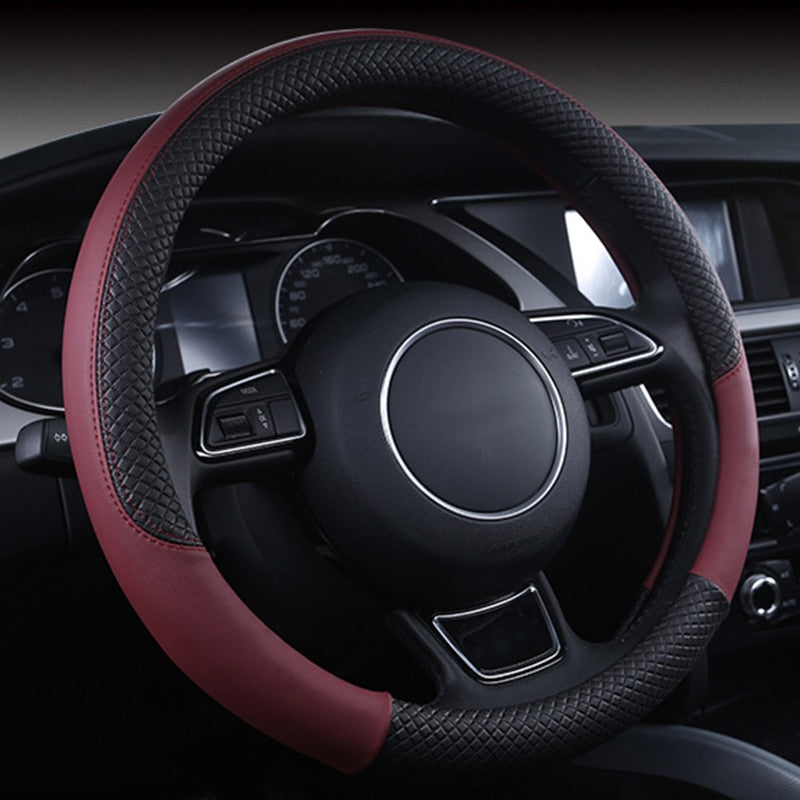 Universal Car Steering Wheel Braid High Quality Leather Anti-Slip 8 Color Car Steering Wheel Cover Car-styling Auto Accessories