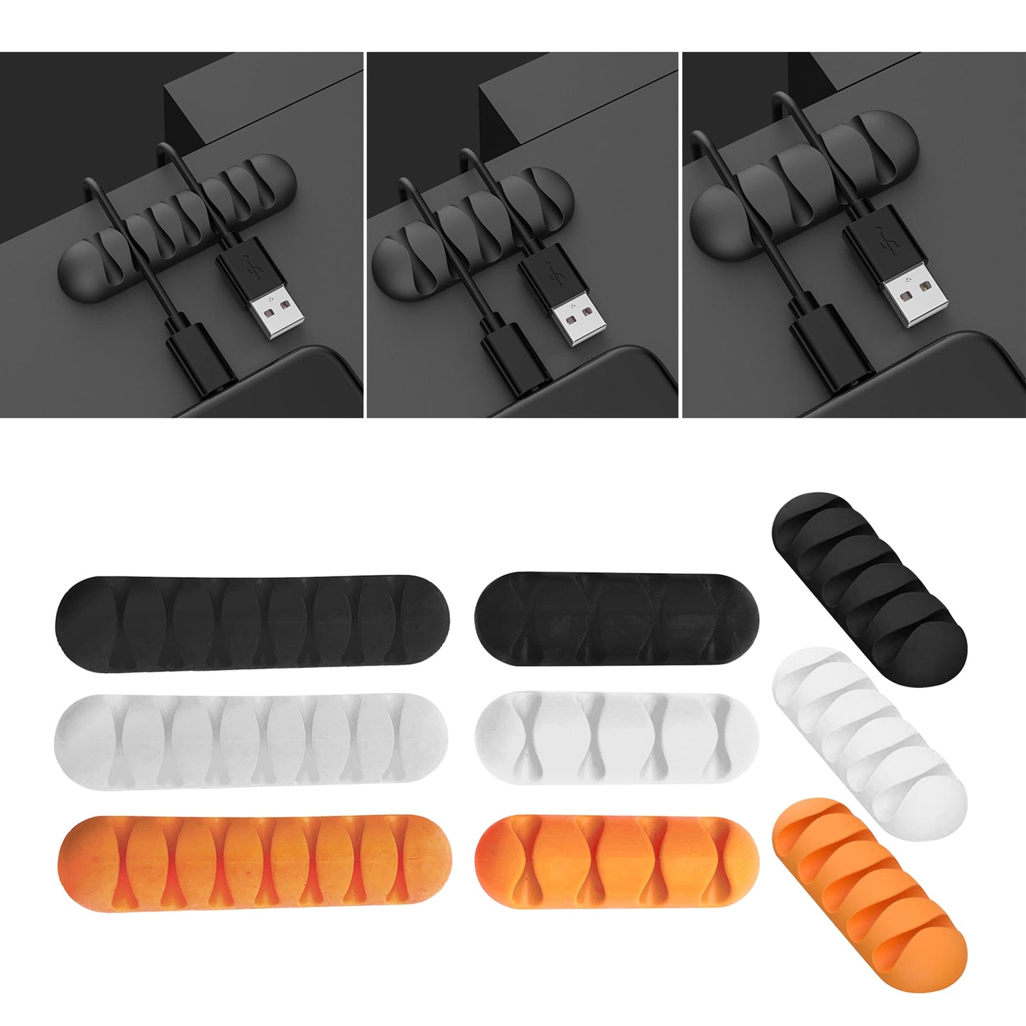 Desktop Cable Clips Tidy Management Wire Organizer Winder Self Adhesive Organizing Home Office Mouse USB PC Charging 4 5 7 Slots