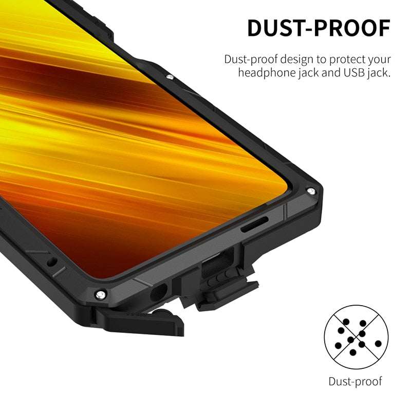For Xiaomi POCO X3 NFC Pro Case Tempered Glass Heavy Duty Protection Armor Shockproof Hard Aluminum Metal Pocox3 Phone Cases