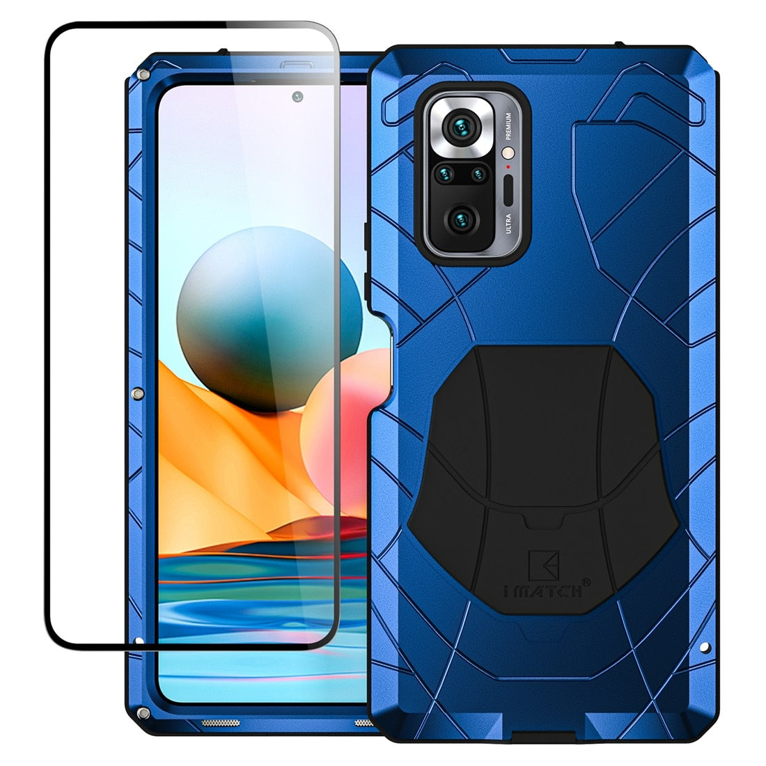 For Xiaomi Redmi Note 10 Pro Phone Case Hard Aluminum Metal Heavy Duty Protection Cover with Tempered Glass Gift Accessories