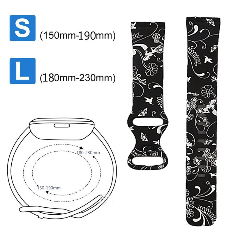 Silicone Pattern Printed Watchband for Fitbit Versa 3 Versa 4 Women Men Floral Bracelet Band for fitbit Sense / sense 2 strap