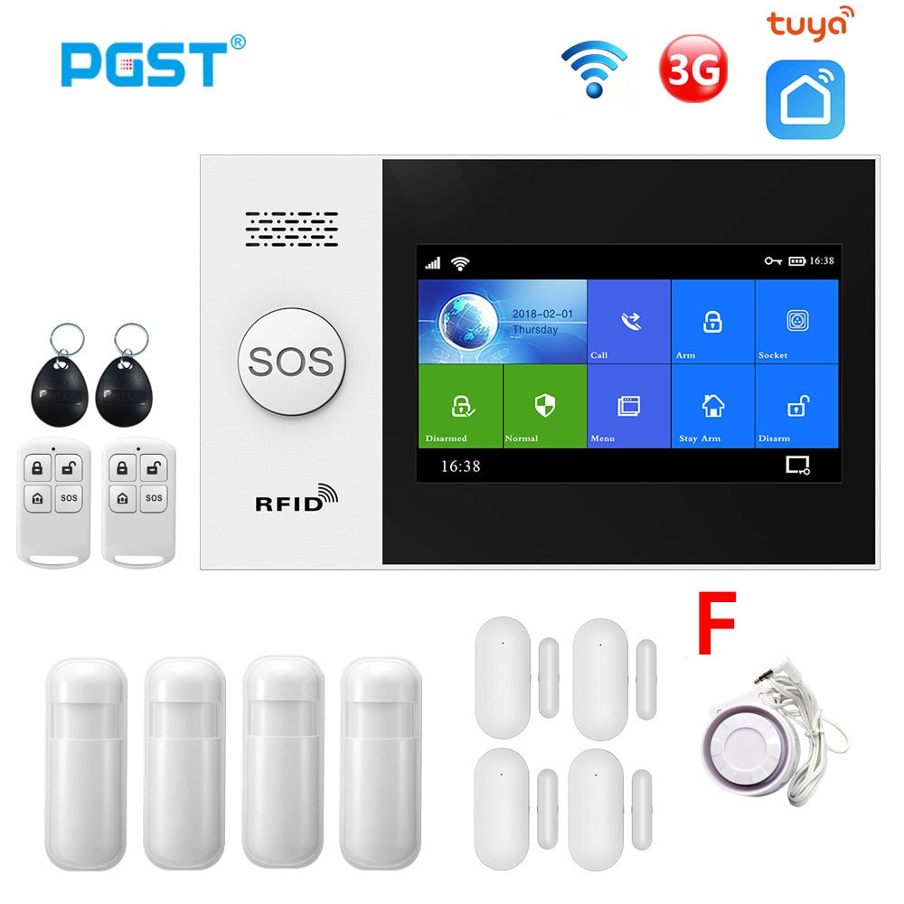 PGST PG107 WiFi 3G 4G GSM Alarm System Home Security with IP Camers PIR Motion Sensor Support Smart Life APP Control
