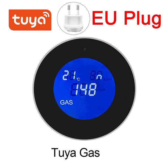 Tuya Wifi Smart Natural Gas Alarm Sensor With temperature function Combustible Gas Leak Detector LCD Display Smart Life App