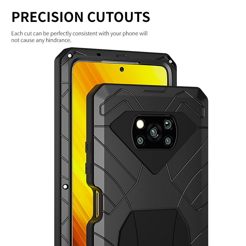 For Xiaomi POCO X3 NFC Pro Case Tempered Glass Heavy Duty Protection Armor Shockproof Hard Aluminum Metal Pocox3 Phone Cases