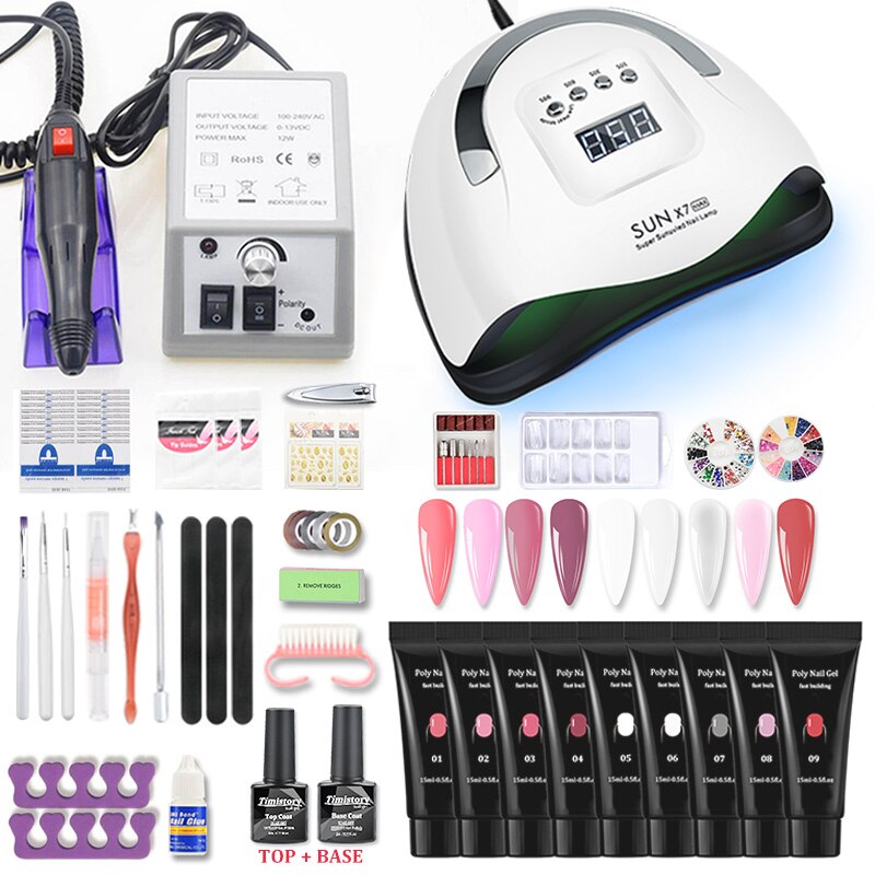 Nail Set 114W/54W UV LED Nail Lamp Dryer 20000RPM Machine Polish Nail Drill And Nail Extension Crystal Paste Nail Art Kit