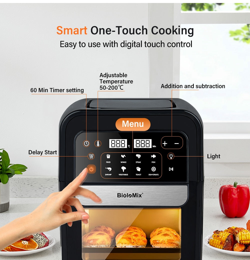 BioloMix Multifunctional 7L Air Fryer without oil electric oven, Dehydrator, Convection Oven, Touch Screen Presets Fry, Roast