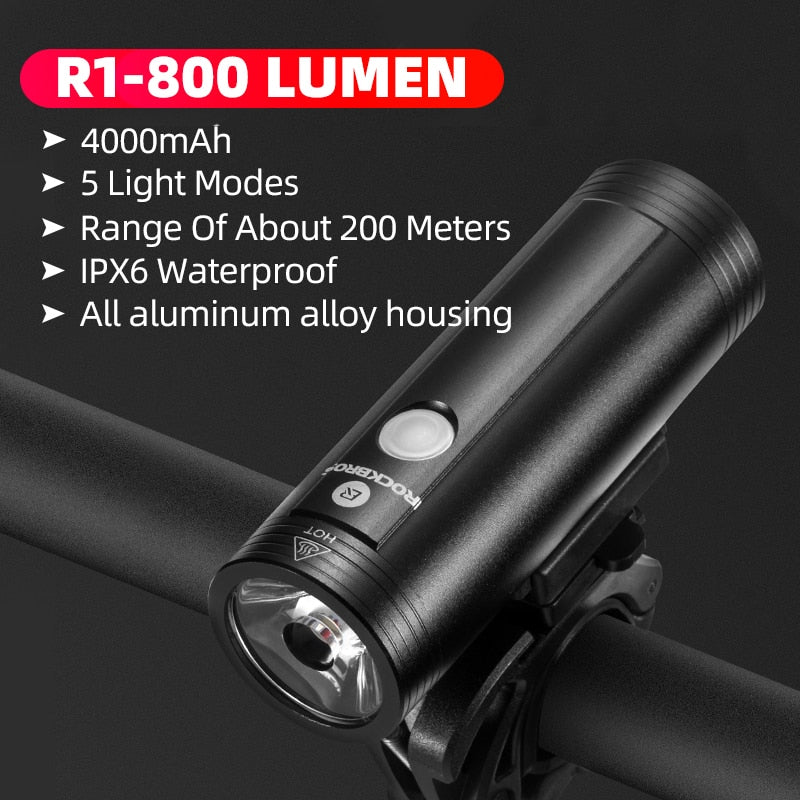 ROCKBROS 2021 Smart Bike Lights Bicycle IPX6 Waterproof Bicycle Light Front USB Rechargeable LED Cycling Light Bike Accessory