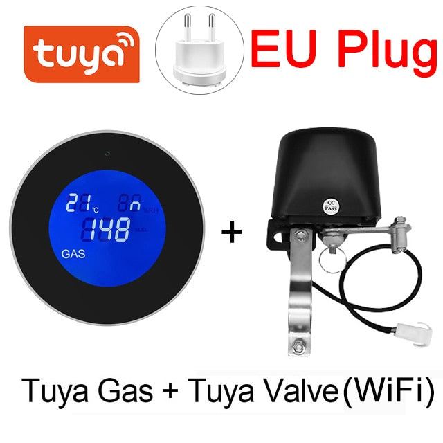 Tuya Wifi Smart Natural Gas Alarm Sensor With temperature function Combustible Gas Leak Detector LCD Display Smart Life App