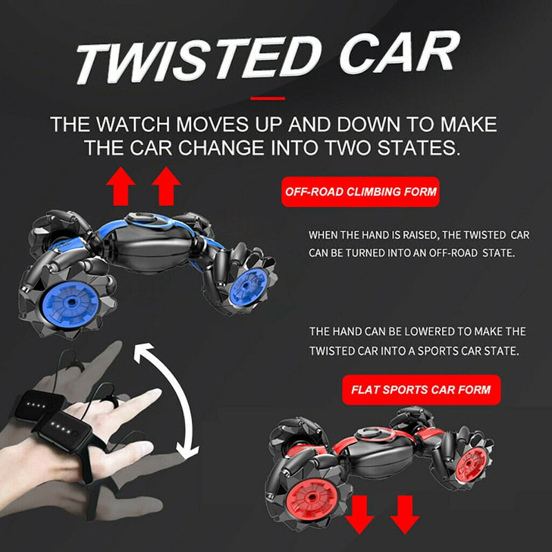 Remote Control Stunt Car Gesture Induction Twisting Off-Road Vehicle Light Music Drift Dancing Side Driving RC Toy Gift for Kids