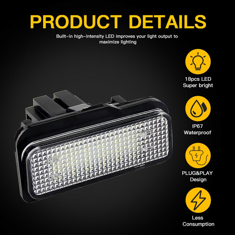 2x Fits For Benz C E CLS-Class W203 W211 W219 SMD Rear White Canbus Led License Plate Lights OEM: A2038200256