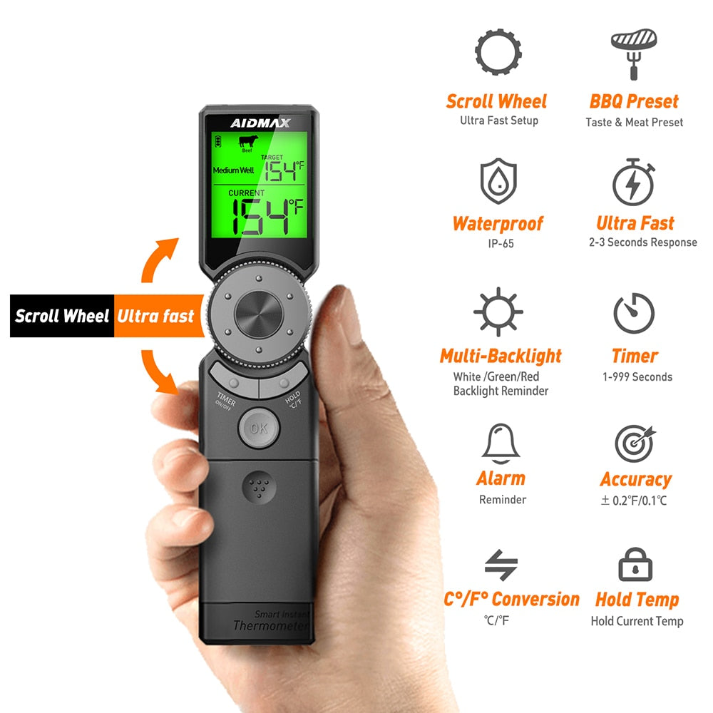 AidMax Mini6 Instant Read Waterproof Digital Electronic Kitchen Cooking BBQ Grill Meat Thermometer For Oven