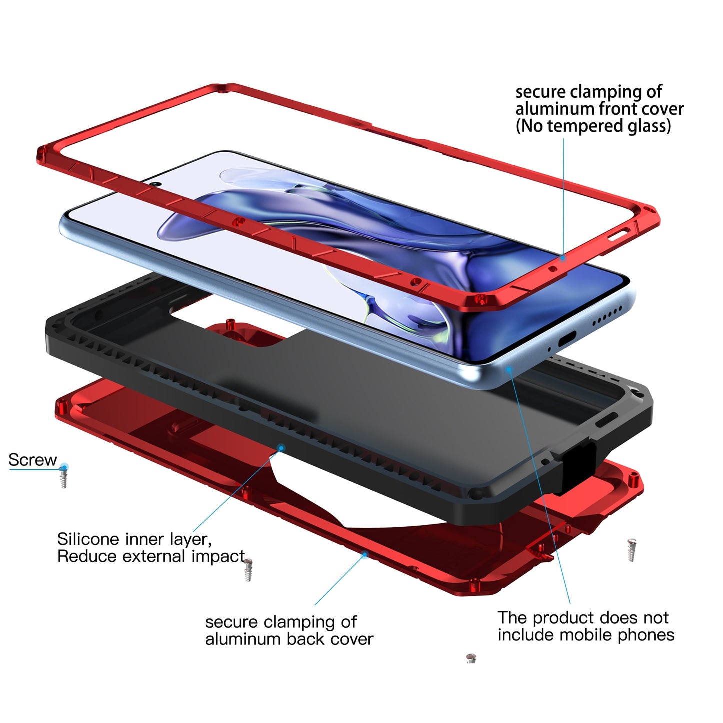 Case For Xiaomi 11T with Tempered Glass Metal Heavy Duty Protection Cover Shockproof Dropproof Dustproof Mi 11T Pro Phone Case