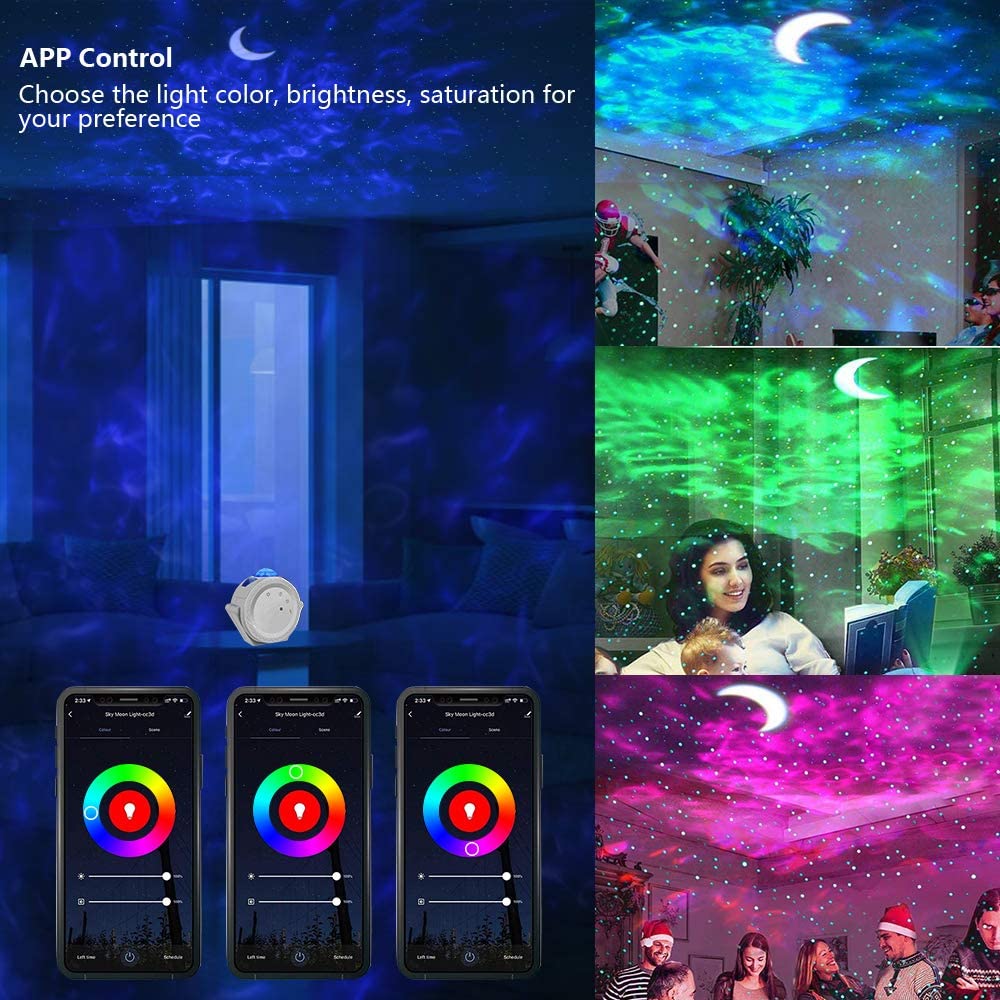 Smart life wifi APP starry sky projector galaxy projector stars moon ocean voice music control LED night light lamp for kid gift