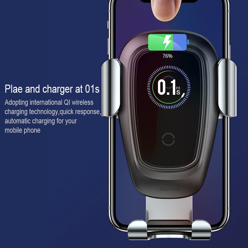 Baseus Qi Wireless Charger Car Phone Holder For iPhone Samsung Huawei Air Vent Mount Phone Car Holder Stand Bracket Car Accesori