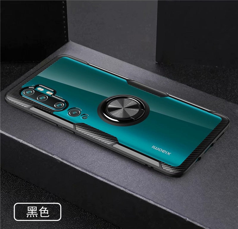 For Xiaomi Mi Note 10 Mi10 Pro Case Car Magnetic stand Holder Case for Xiaomi CC9 Pro Transparent Clear Glass Back Cover