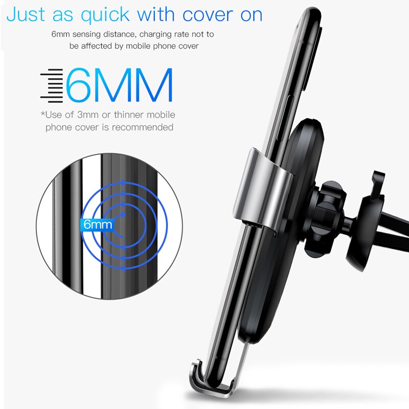 Baseus Qi Wireless Charger Car Phone Holder For iPhone Samsung Huawei Air Vent Mount Phone Car Holder Stand Bracket Car Accesori