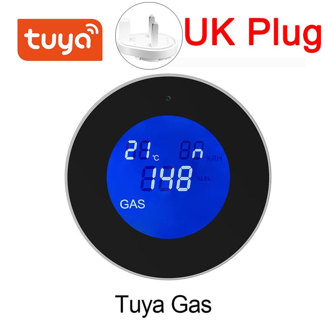 Tuya Wifi Smart Natural Gas Alarm Sensor With temperature function Combustible Gas Leak Detector LCD Display Smart Life App