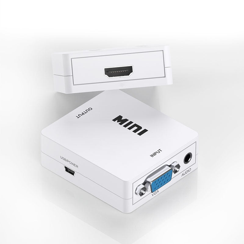 MEUYAG Portable Mini VGA to HDMI-compatible Converter VGA2HDMI Video Box Audio Adapter 1080P For Notebook PC HDTV Projector TV