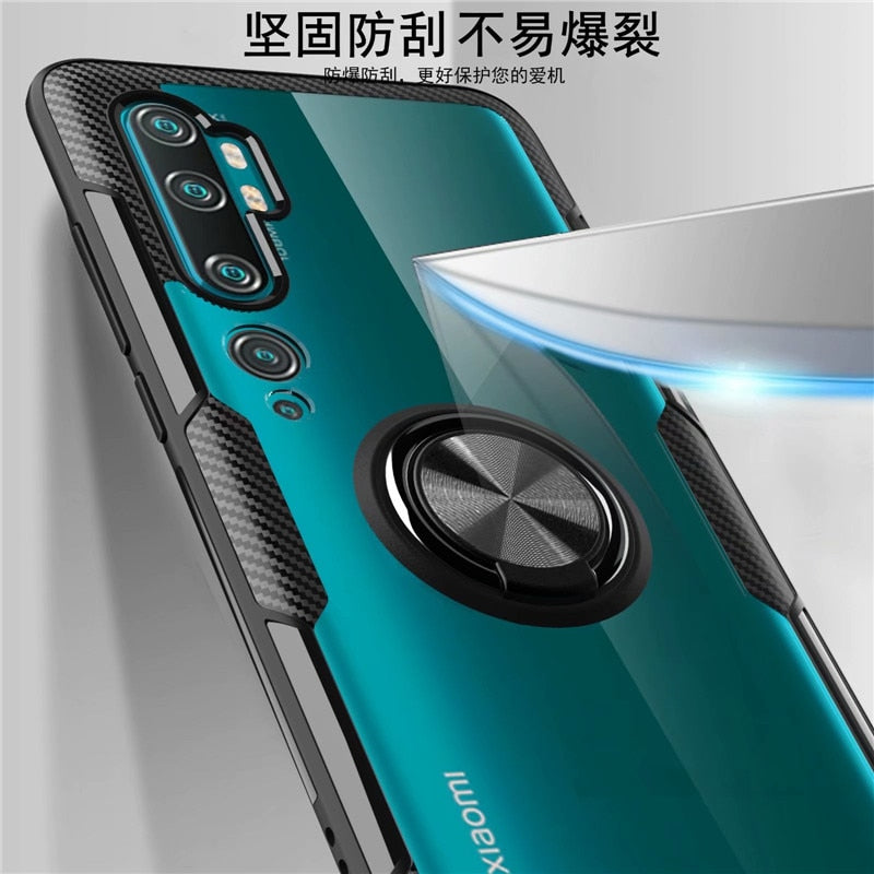 For Xiaomi Mi Note 10 Mi10 Pro Case Car Magnetic stand Holder Case for Xiaomi CC9 Pro Transparent Clear Glass Back Cover