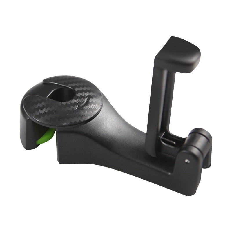 2 in 1 Car Headrest Hook with Phone Holder Seat Back Hanger for Bag Handbag Purse Grocery Cloth Foldble Clips Organizer
