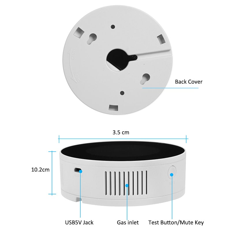 Tuya Wifi Smart Natural Gas Alarm Sensor With temperature function Combustible Gas Leak Detector LCD Display Smart Life App