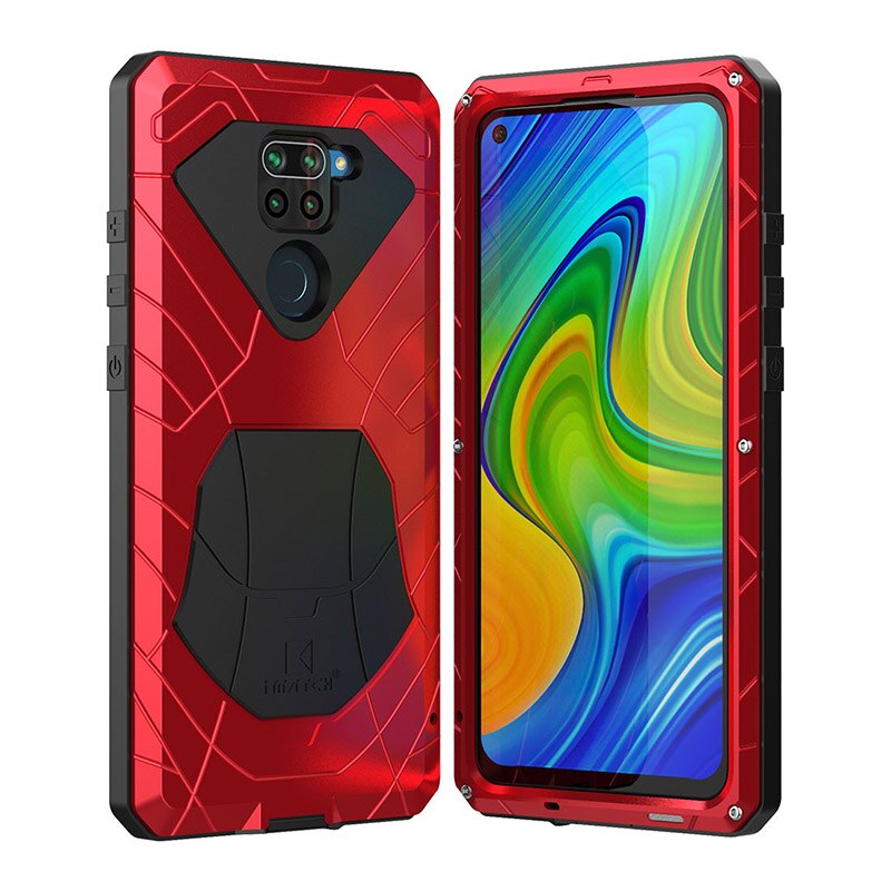 For Xiaomi Redmi Note 9 9S 8 Pro 9T 10 10 pro Case Hard Aluminum Metal Heavy Duty Protection Cover for Redmi with Tempered Glass